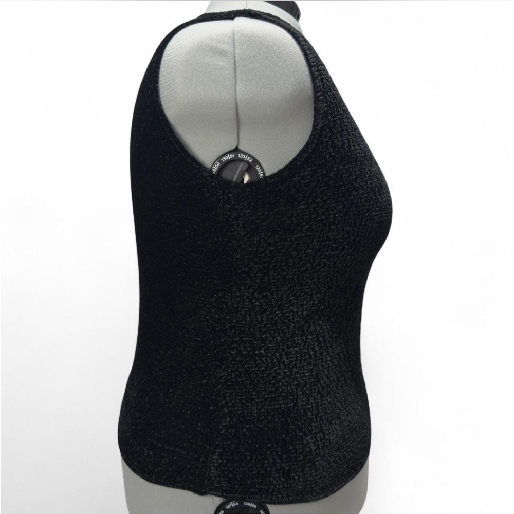 Y2K Crinkle Tank Velvet Feel Black Textured Top, Plus Size Grunge Whimsygoth - Picture 4 of 8